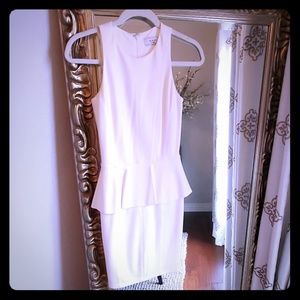 White peplum bodycon dress